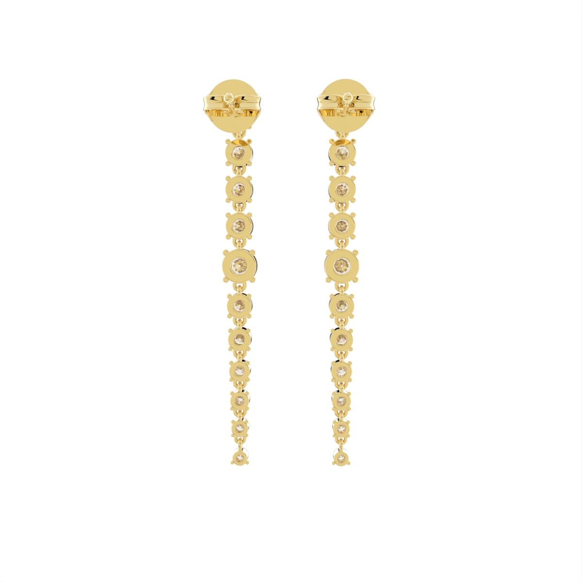 18K Round Diamond Drop Earrings — BACK