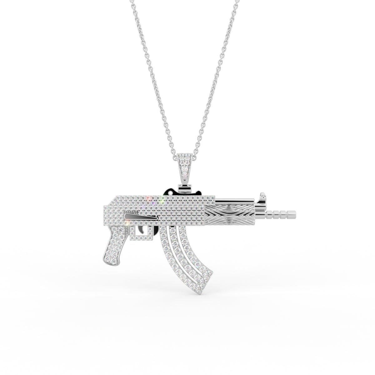 vimg:FJ6352|vimg:FJ6353|vimg:FJ6354|18K Gun Round Diamond Pendant — FRONT