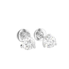 18K Round Solitaire Diamond Earrings — 3D VIEW