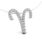 18K White Gold Zodiac Round Diamond Pendant — RIGHT