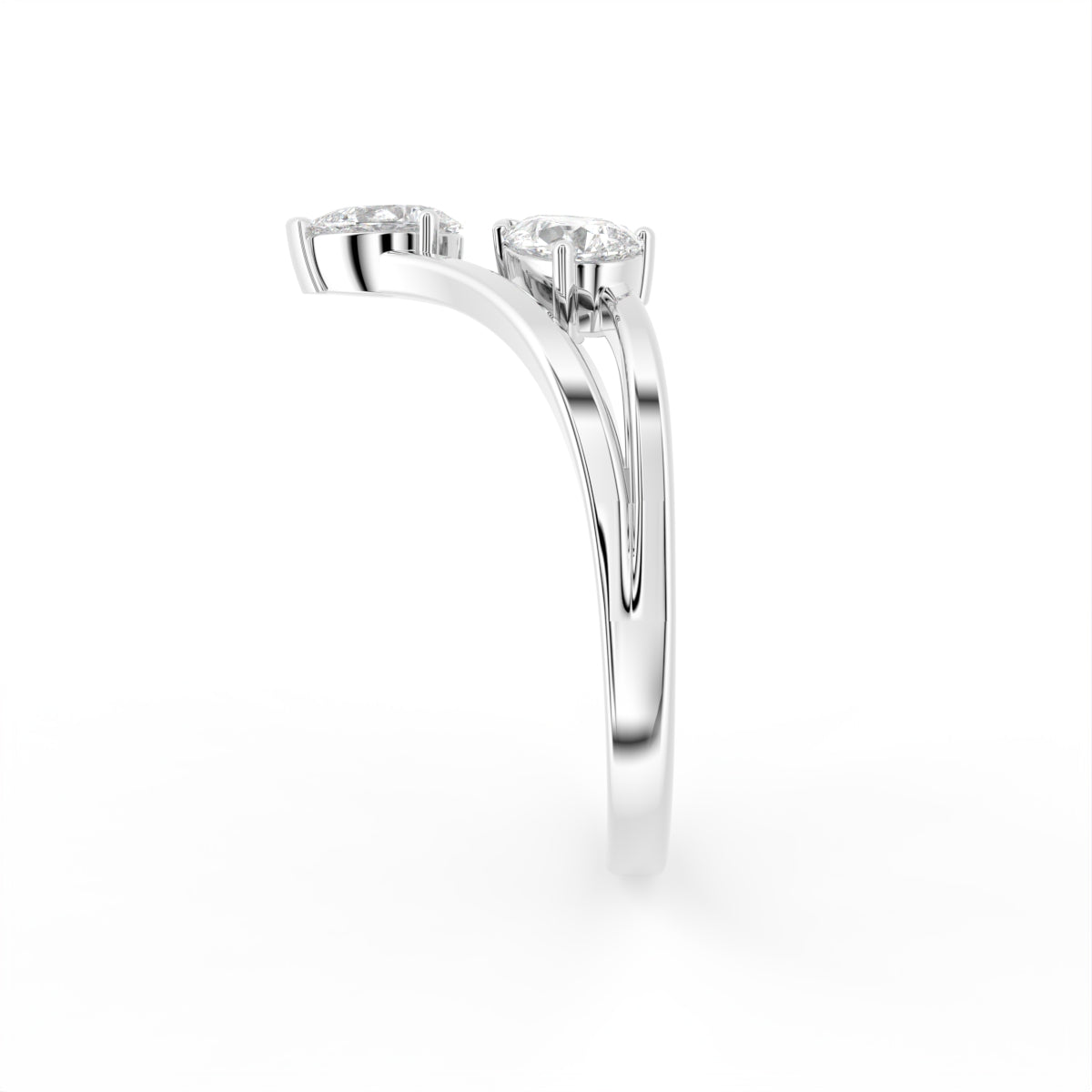 18K Bespoke Pear Diamond Ring — SIDE