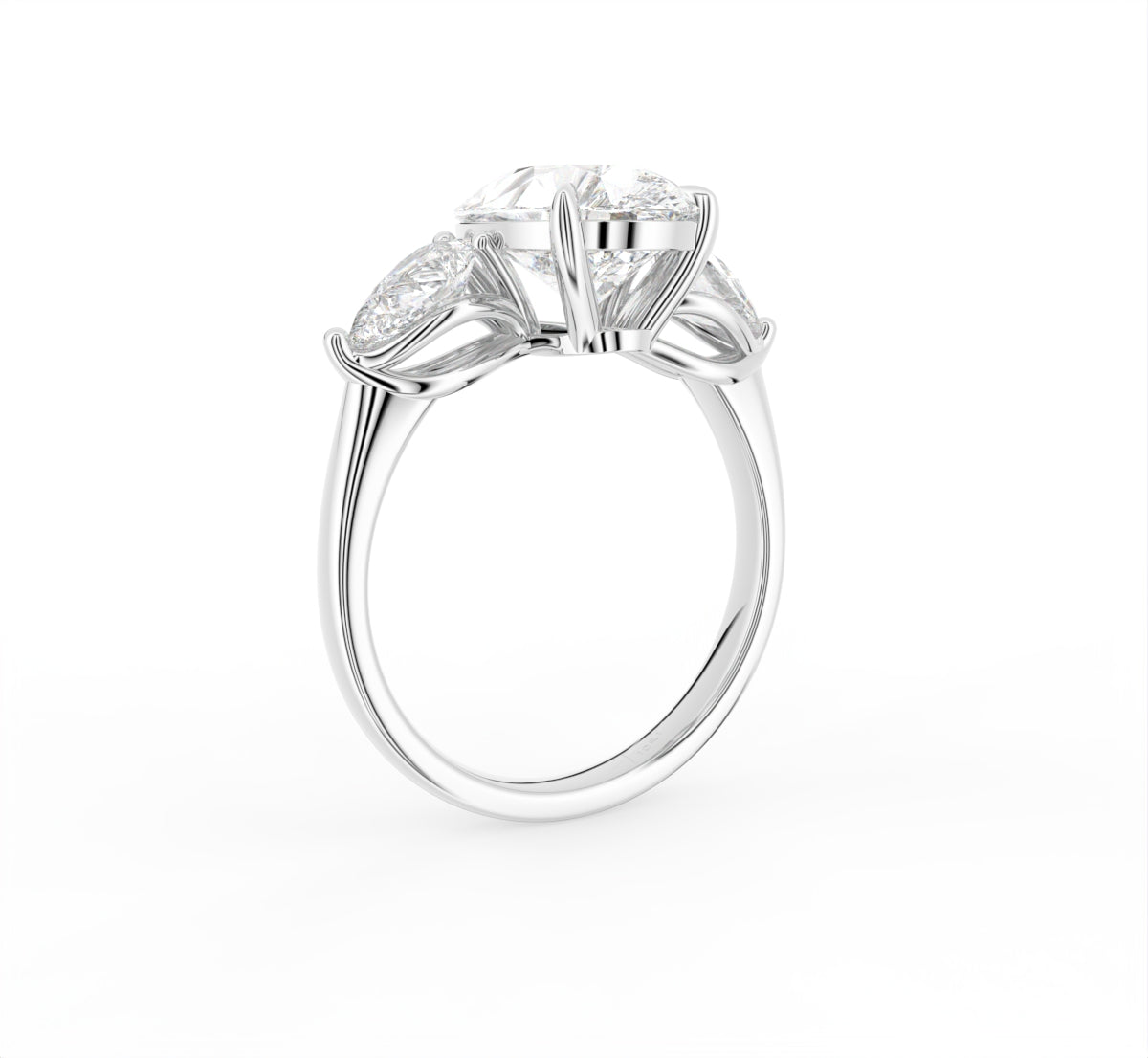 18K Trilogy Pear Diamond Ring — 3D VIEW