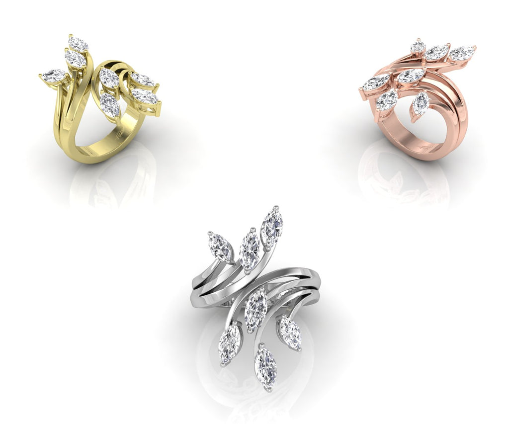 18K Bespoke Marquise Diamond Ring — 3 COLOR