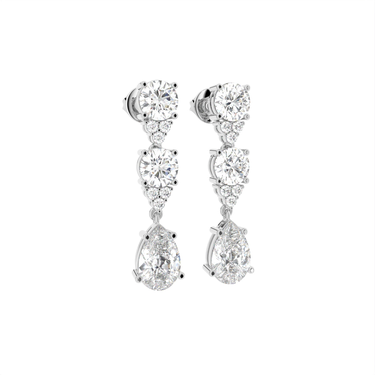 18K Drop Diamond Earrings — 3D VIEW