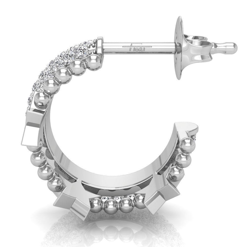 18K Crescent Moon and Stars Diamond Earrings — SIDE VIEW