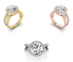 18K Halo Round Diamond Engagement Ring — 3 COLOR