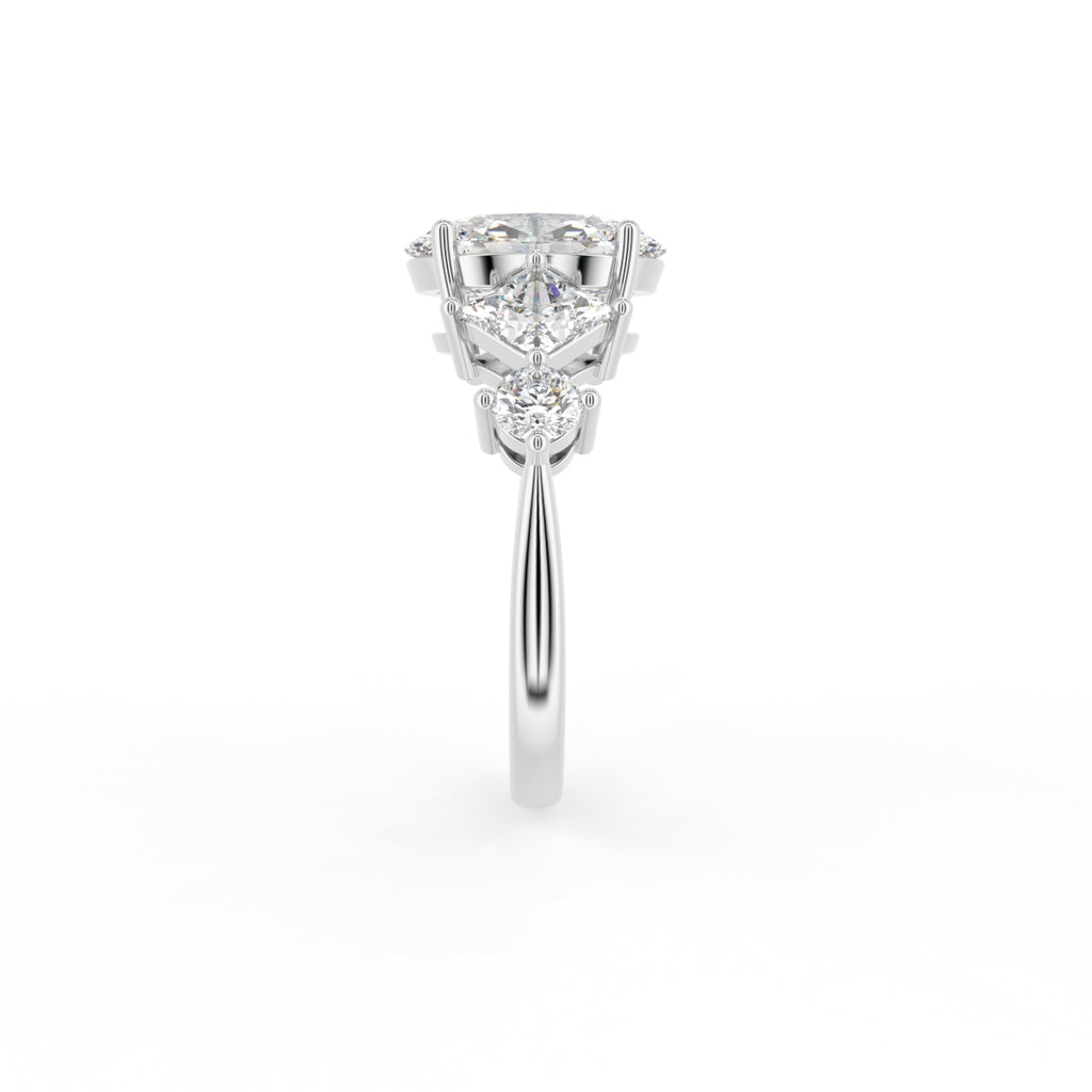 18K Solitaire Oval Diamond Engagement Ring — SIDE