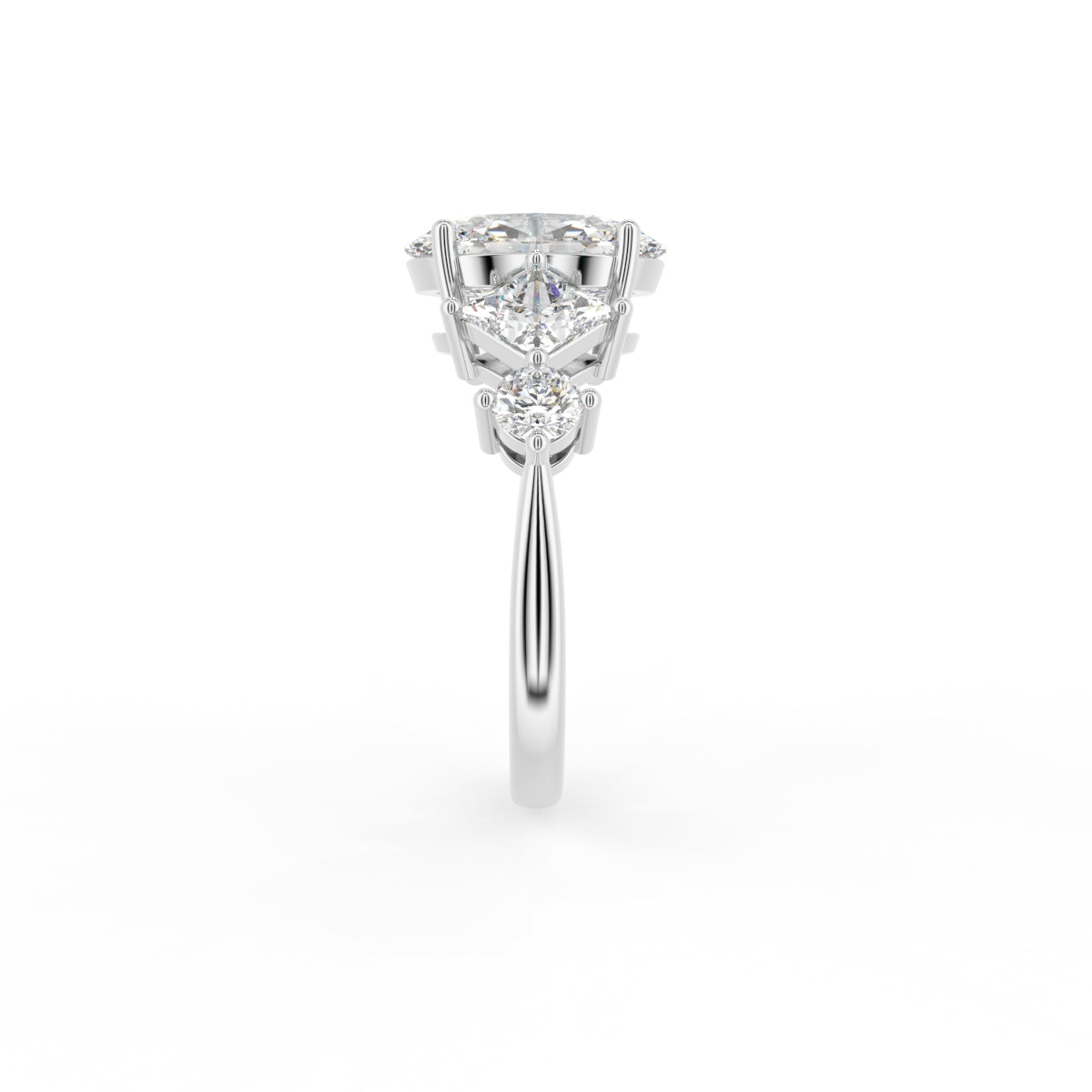 18K Solitaire Oval Diamond Engagement Ring — SIDE
