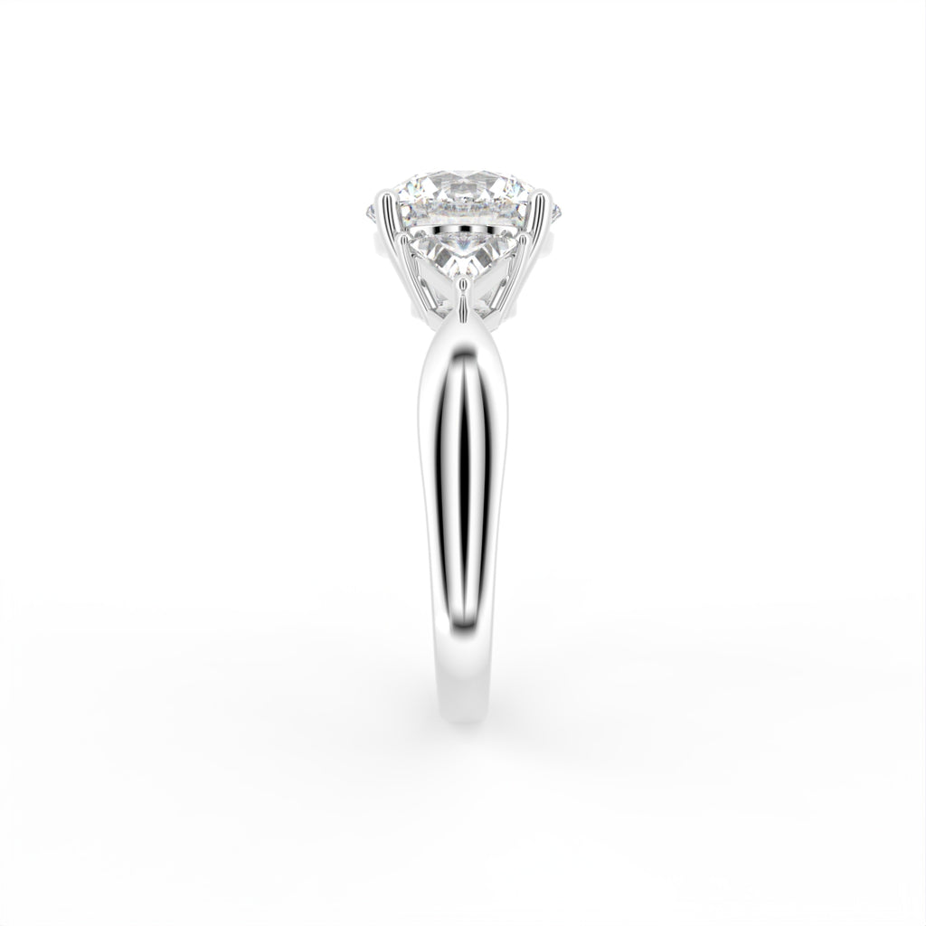 18K Trilogy Round Brilliant Diamond Ring — SIDE