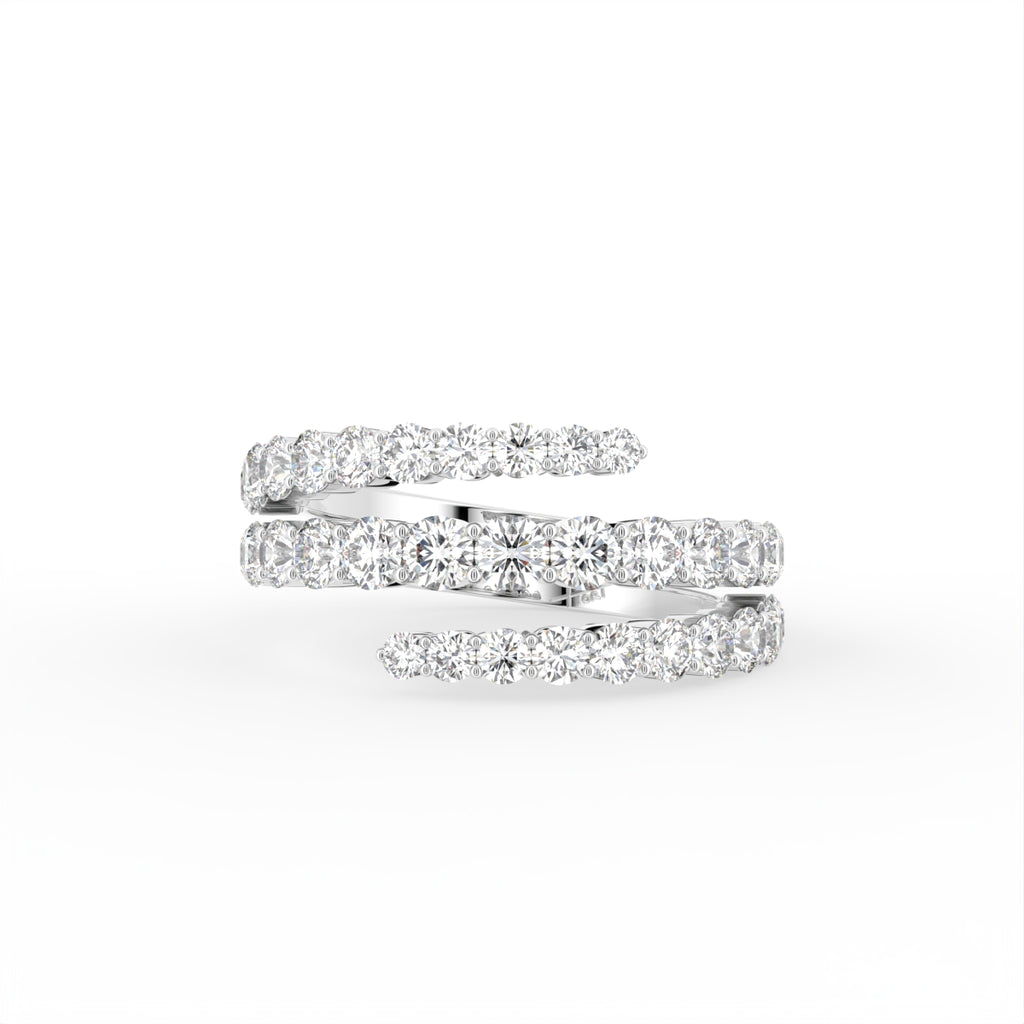 18K Spiral Pave Diamond Ring — TOP