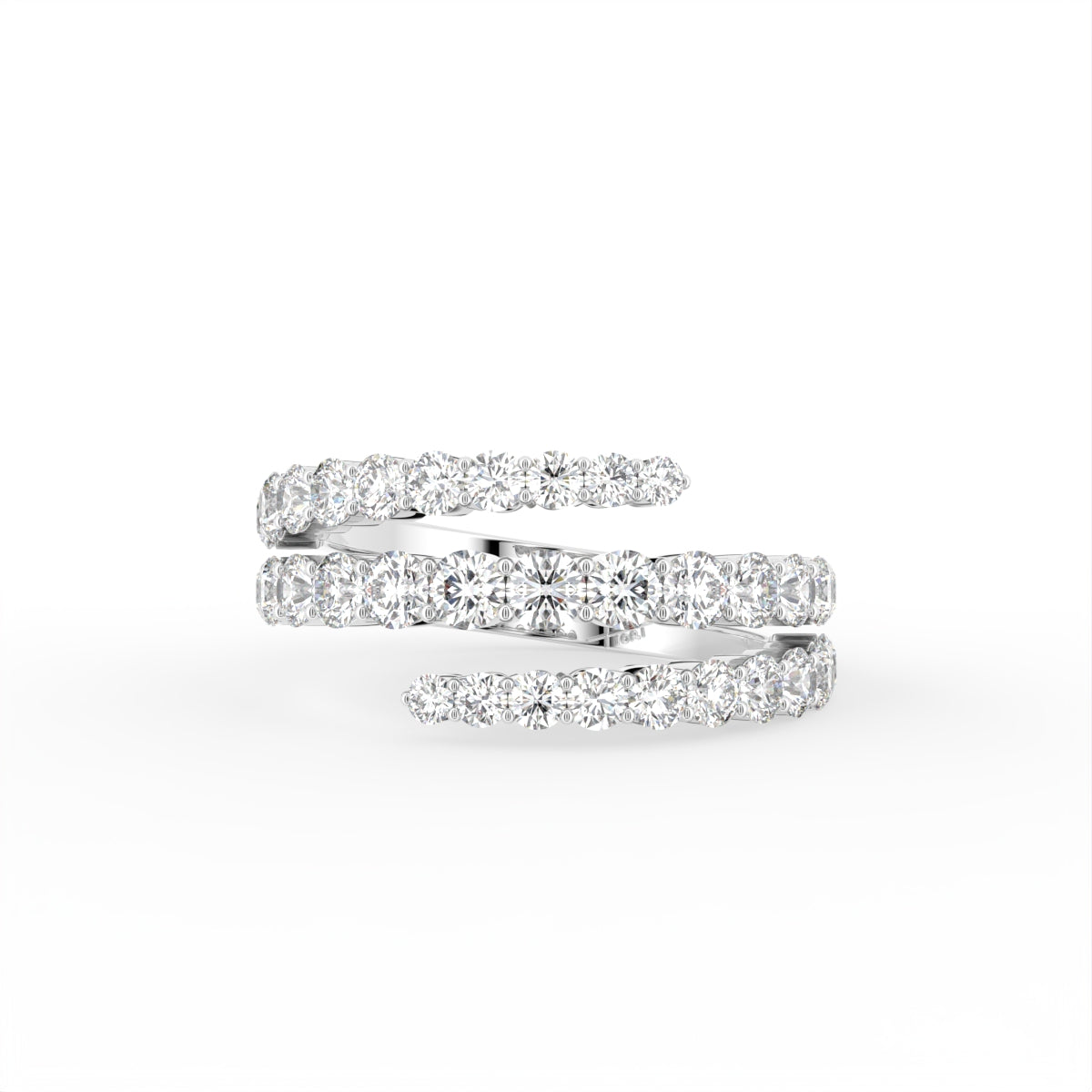 18K Spiral Pave Diamond Ring — TOP