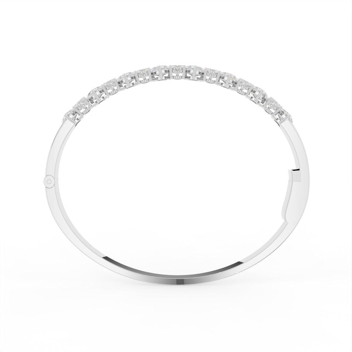 18K Heart Diamond Bangle — FRONT