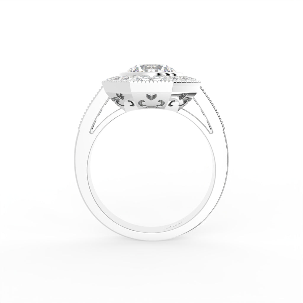18K Bespoke Round Halo Diamond Ring — FRONT