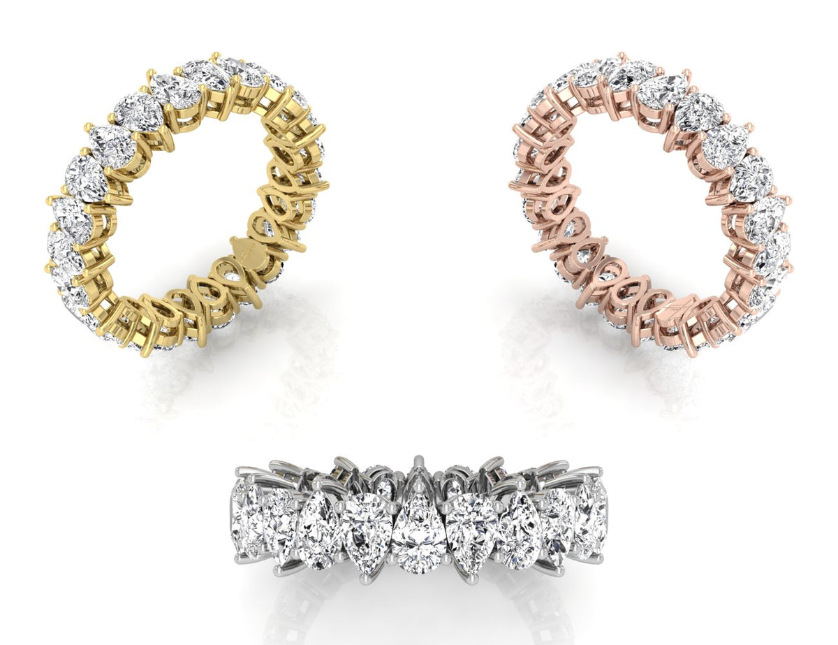 18K Full Eternity Pear Diamond Ring — 3 COLOR