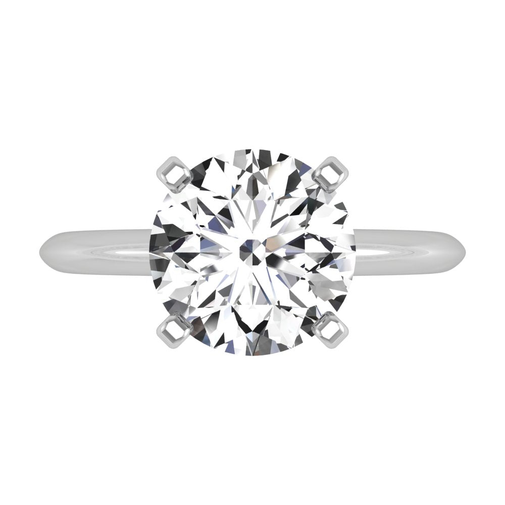 18K Round Diamond Solitaire Engagement Ring — TOP