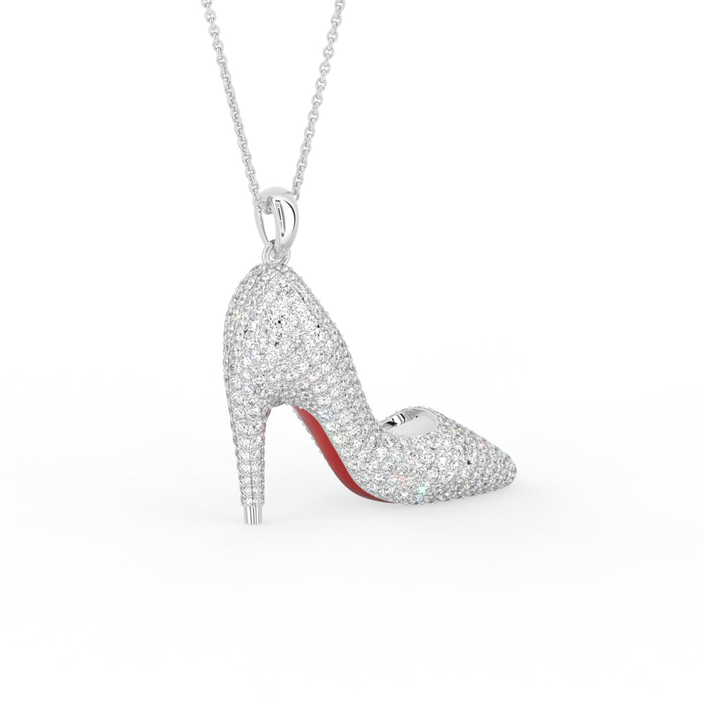 18K Stiletto Pave Diamond Pendant — 3D VIEW