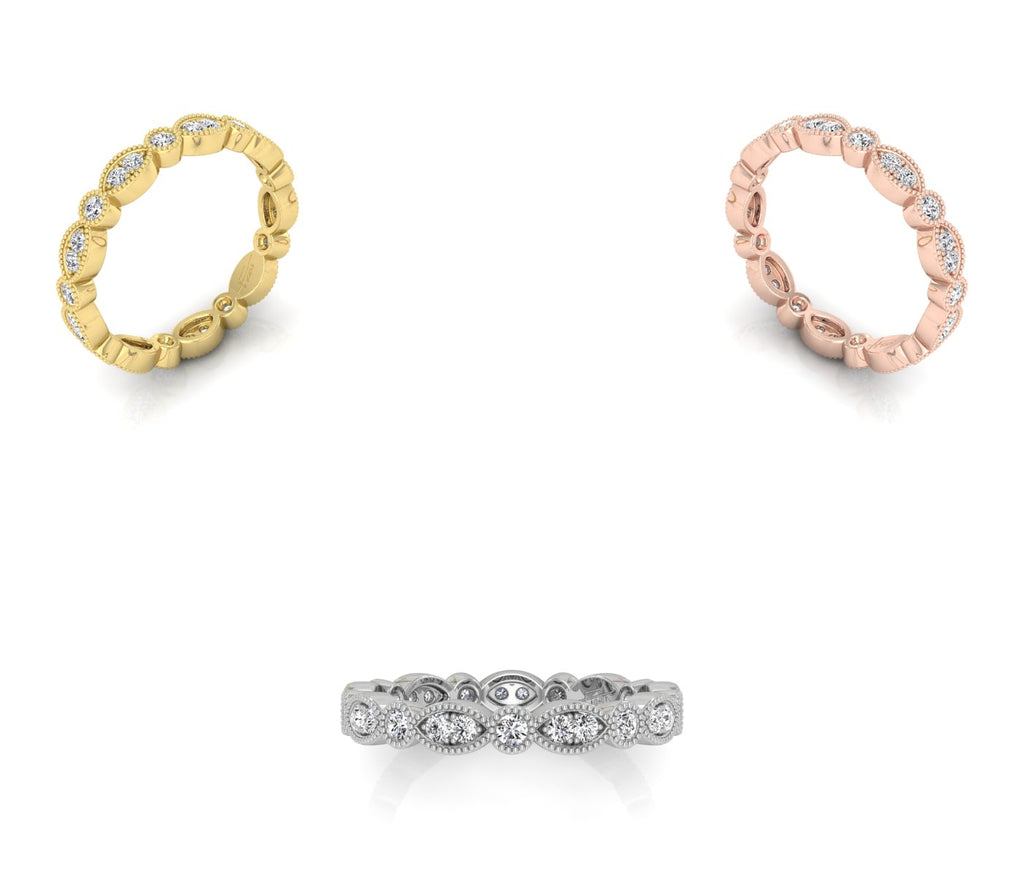 18K Eternity Bezel Diamond Ring — 3 COLOR