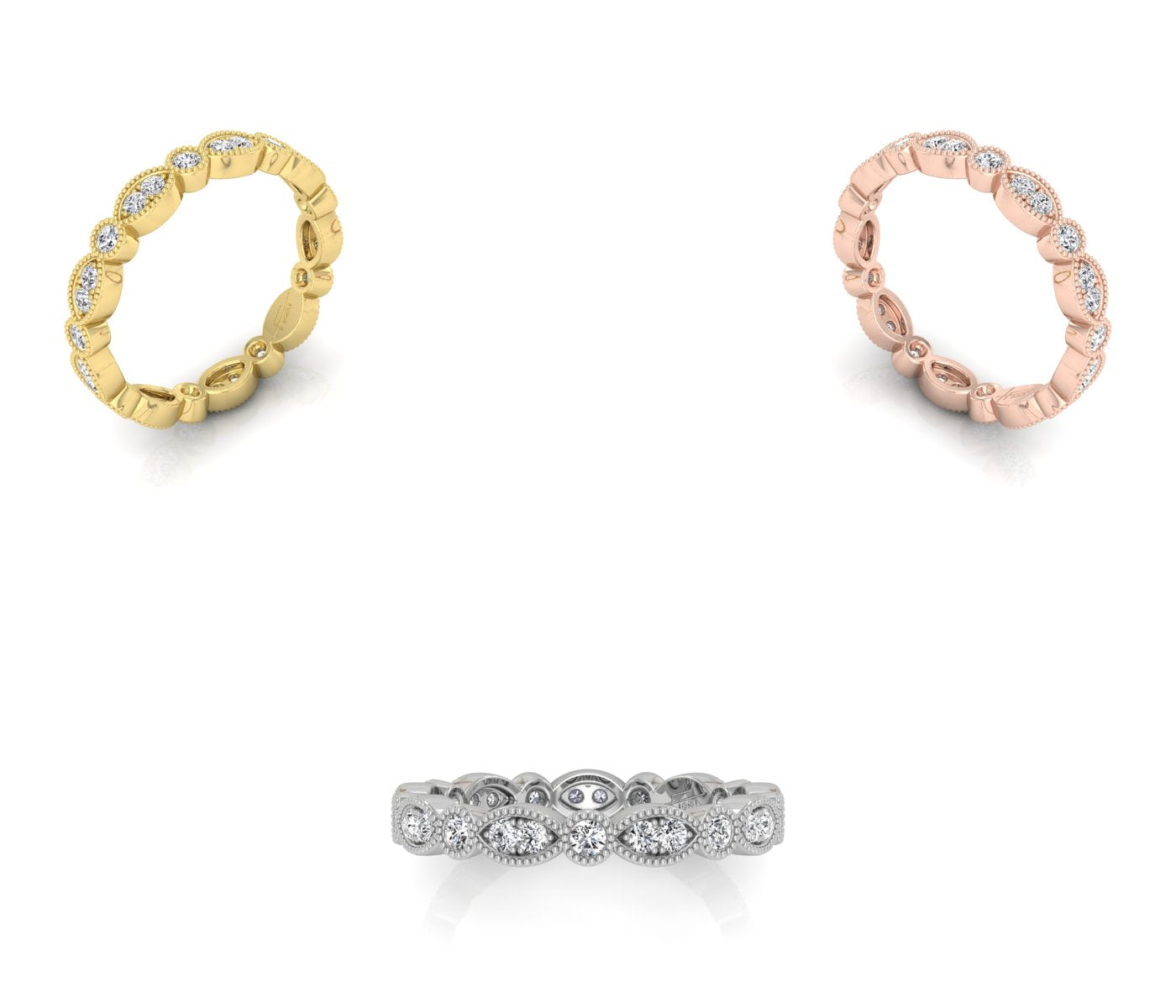 18K Eternity Bezel Diamond Ring — 3 COLOR