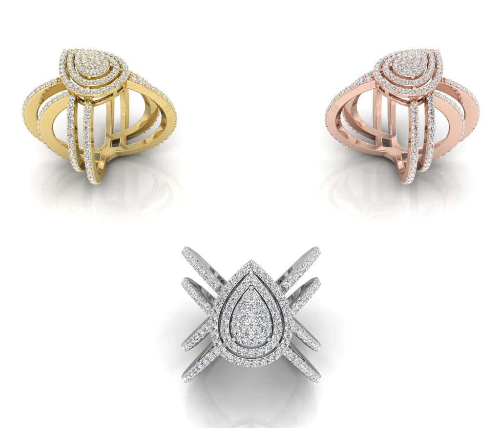 18K Bespoke Multi-Band Diamond Ring — 3 COLOR