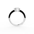 18K White Gold Solitaire Emerald Diamond Ring — FRONT