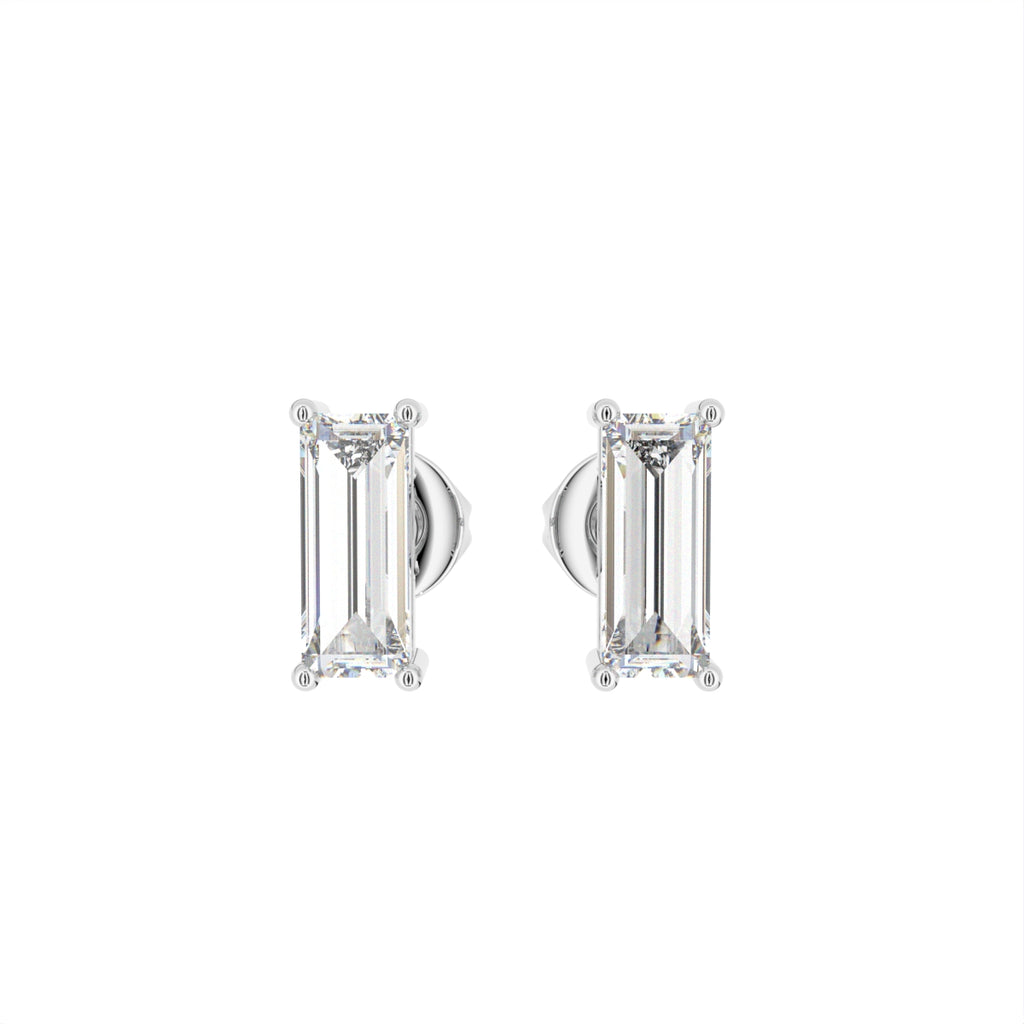 18K Baguette Solitaire Diamond Earrings — TOP