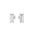 18K Baguette Solitaire Diamond Earrings — TOP