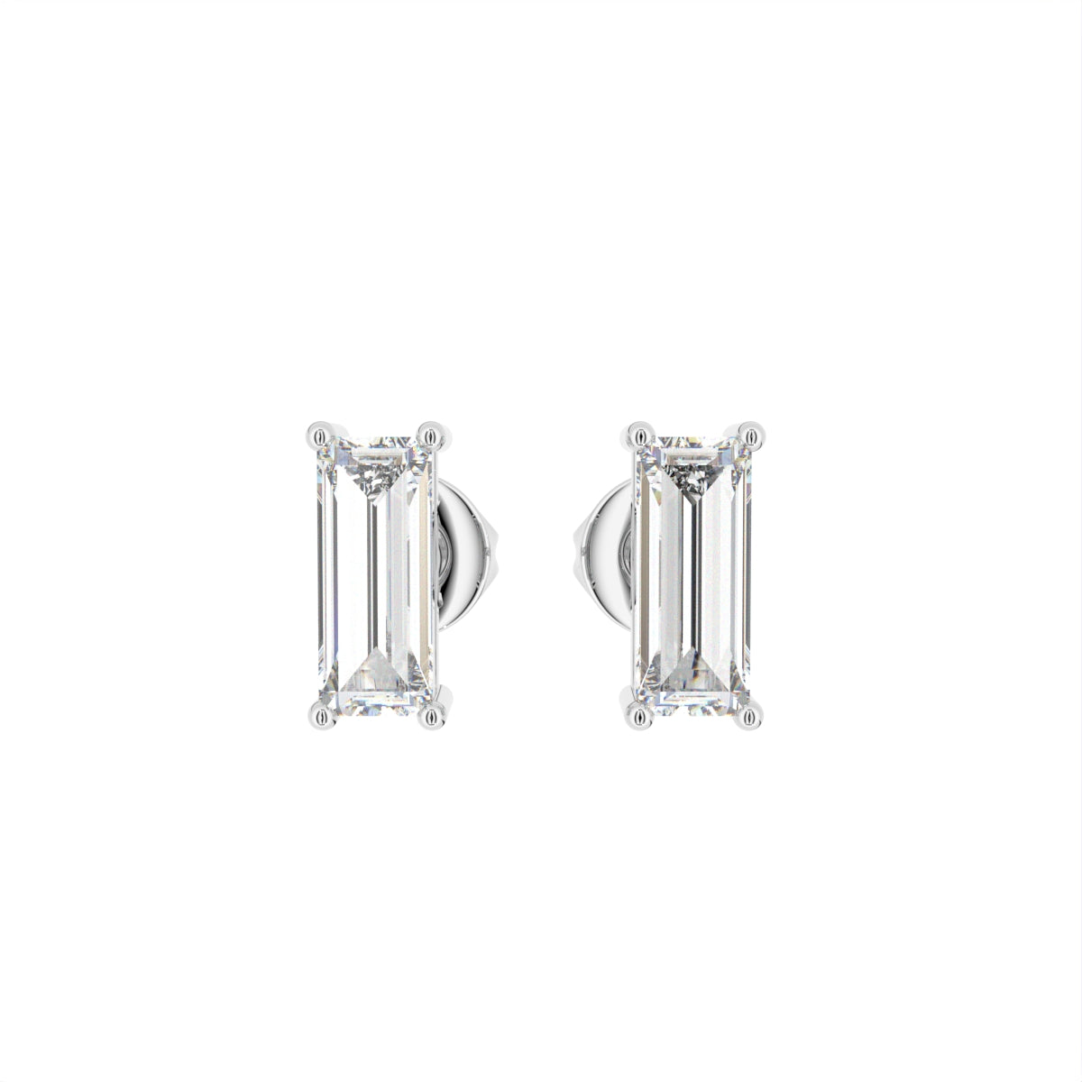 18K Baguette Solitaire Diamond Earrings — TOP