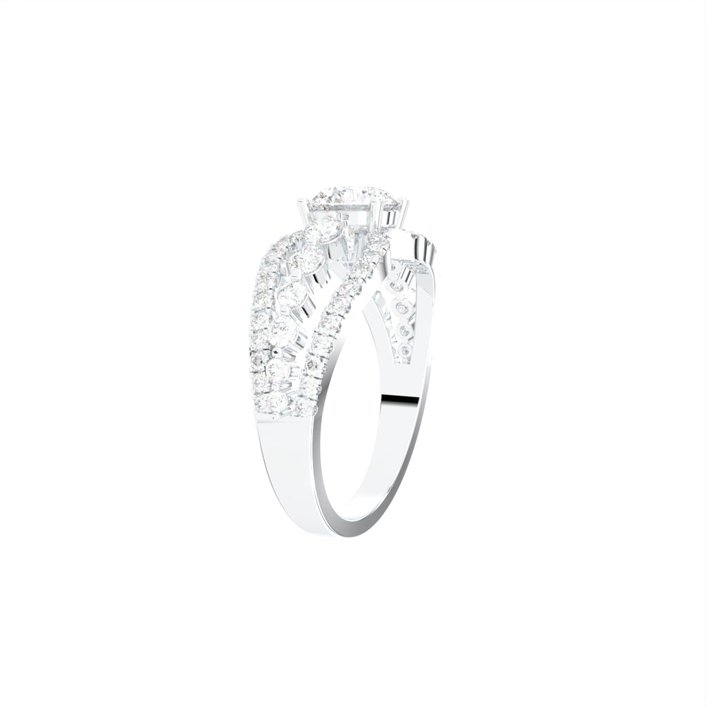 18K White Gold Bespoke Round Diamond Ring — 3D VIEW