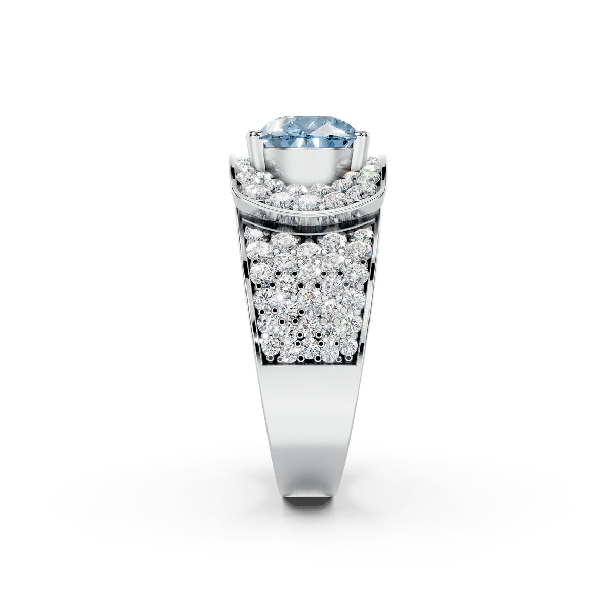 vimg:FJ1138|18K White Gold Bespoke Pear Diamond Ring — SIDE