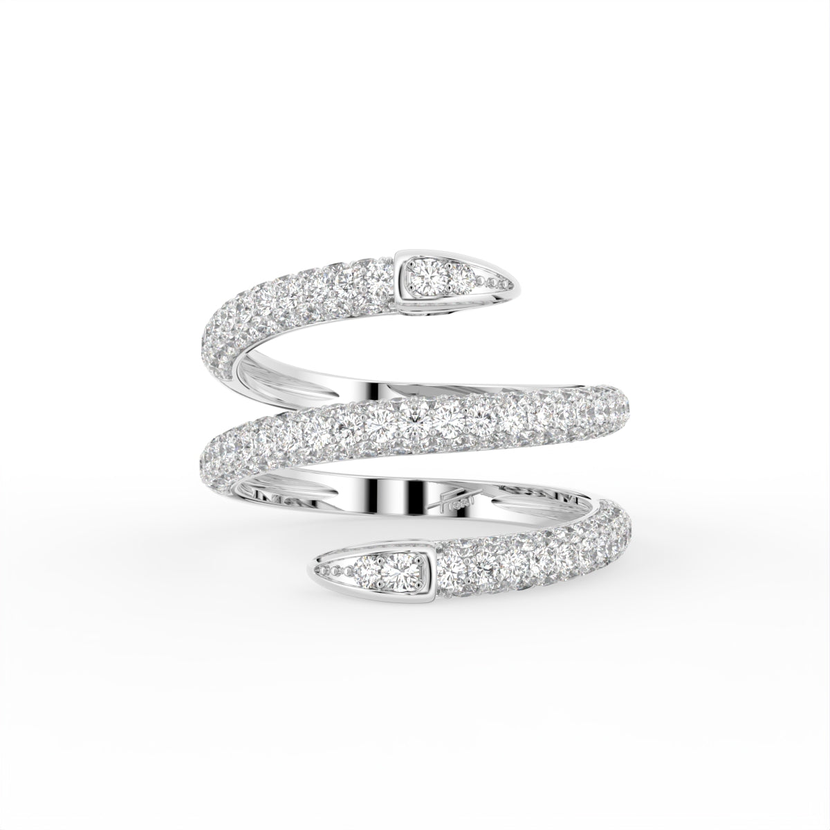 18K Spiral Pave Diamond Ring — TOP