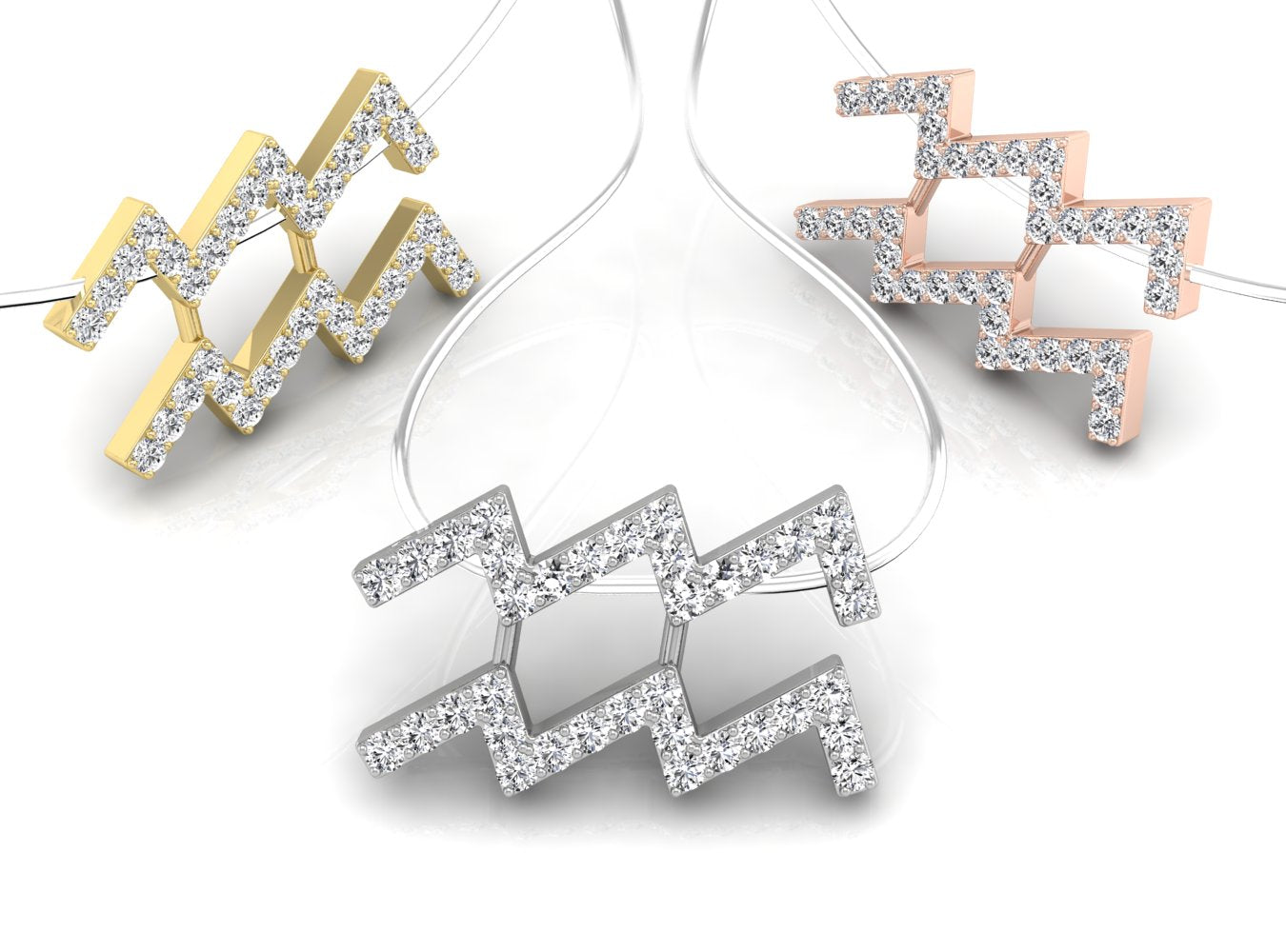 18K Zodiac Diamond Pendant — 3 COLOR