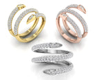 18K Spiral Pave Diamond Ring — 3 COLOR