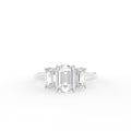 18K White Gold Trilogy Emerald Diamond Ring — TOP