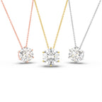 18K Round Solitaire Diamond Pendant — 3 COLOR