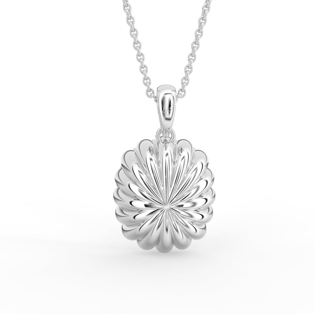 18K Halo Solitaire Emerald Diamond Pendant — BACK