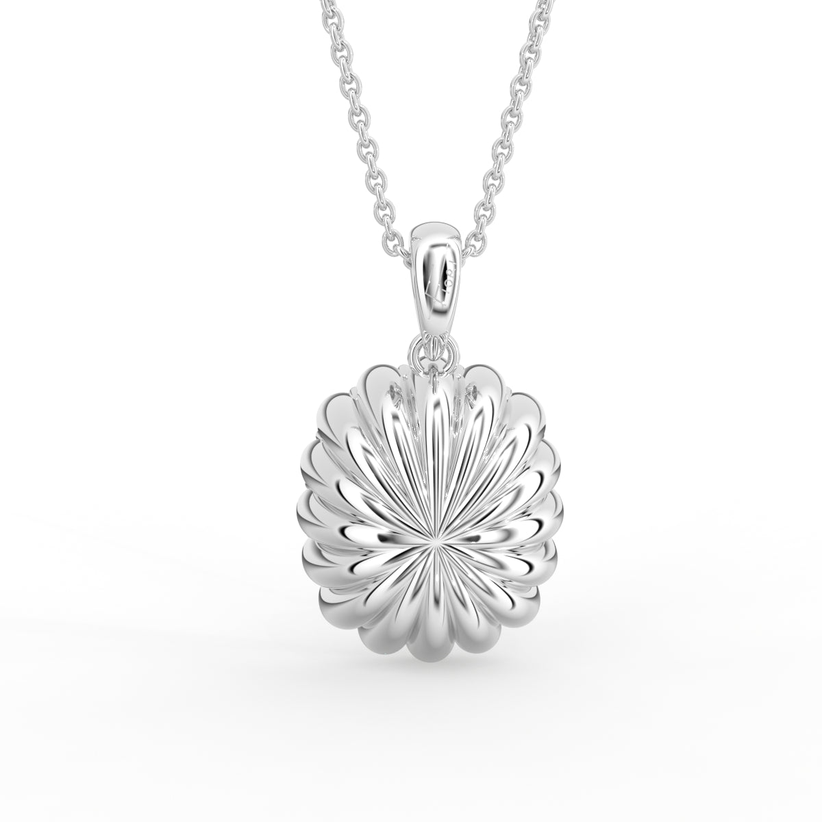 18K Halo Solitaire Emerald Diamond Pendant — BACK