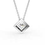 18K Princess Solitaire Diamond Pendant — BACK