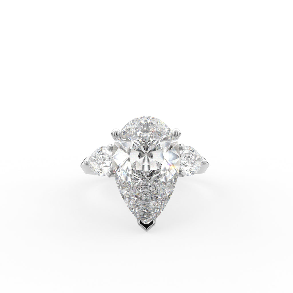 18K White Gold Pear Diamond Engagement Ring — TOP
