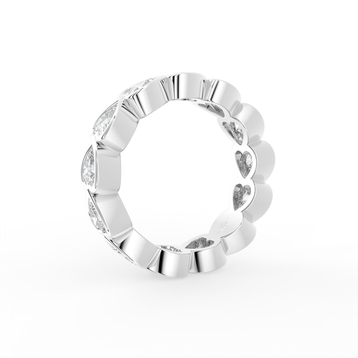 18K Full Eternity Heart Diamond Ring — 3D VIEW