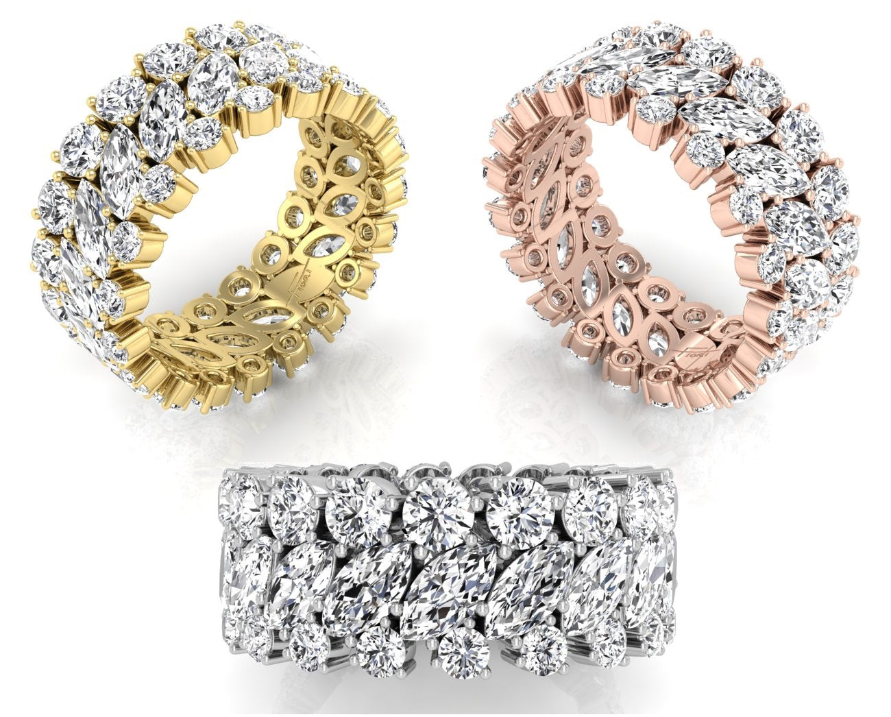 18K Full Eternity Diamond Ring — 3 COLOR