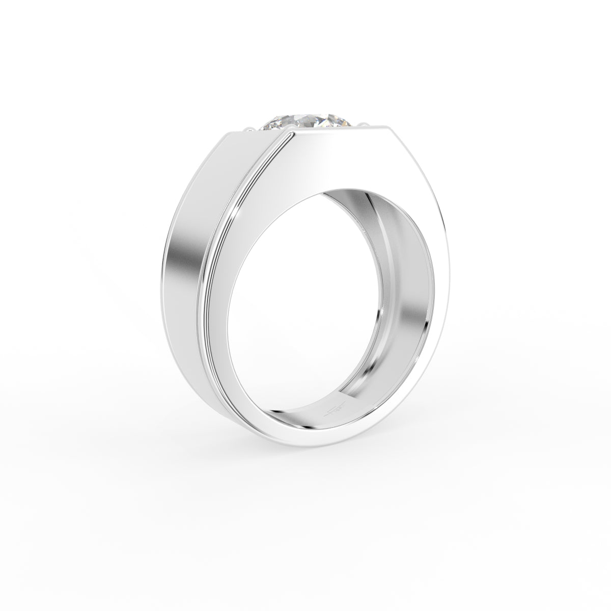 Platinum Solitaire Round Diamond Ring — 3D VIEW