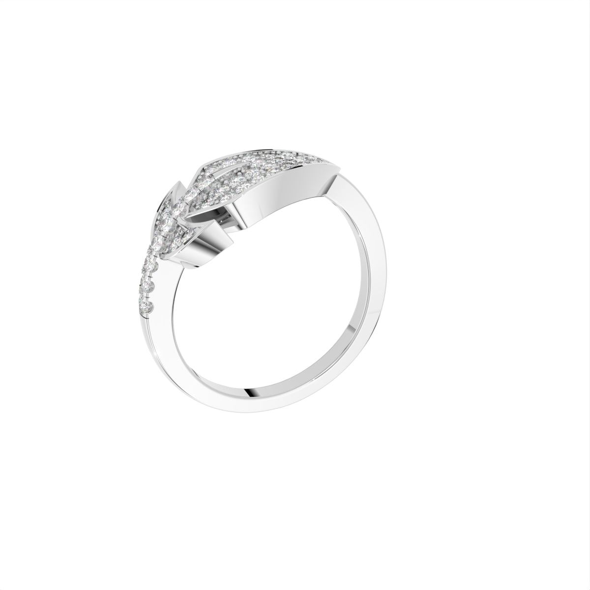 18K White Gold Bespoke Round Diamond Ring — 3D VIEW