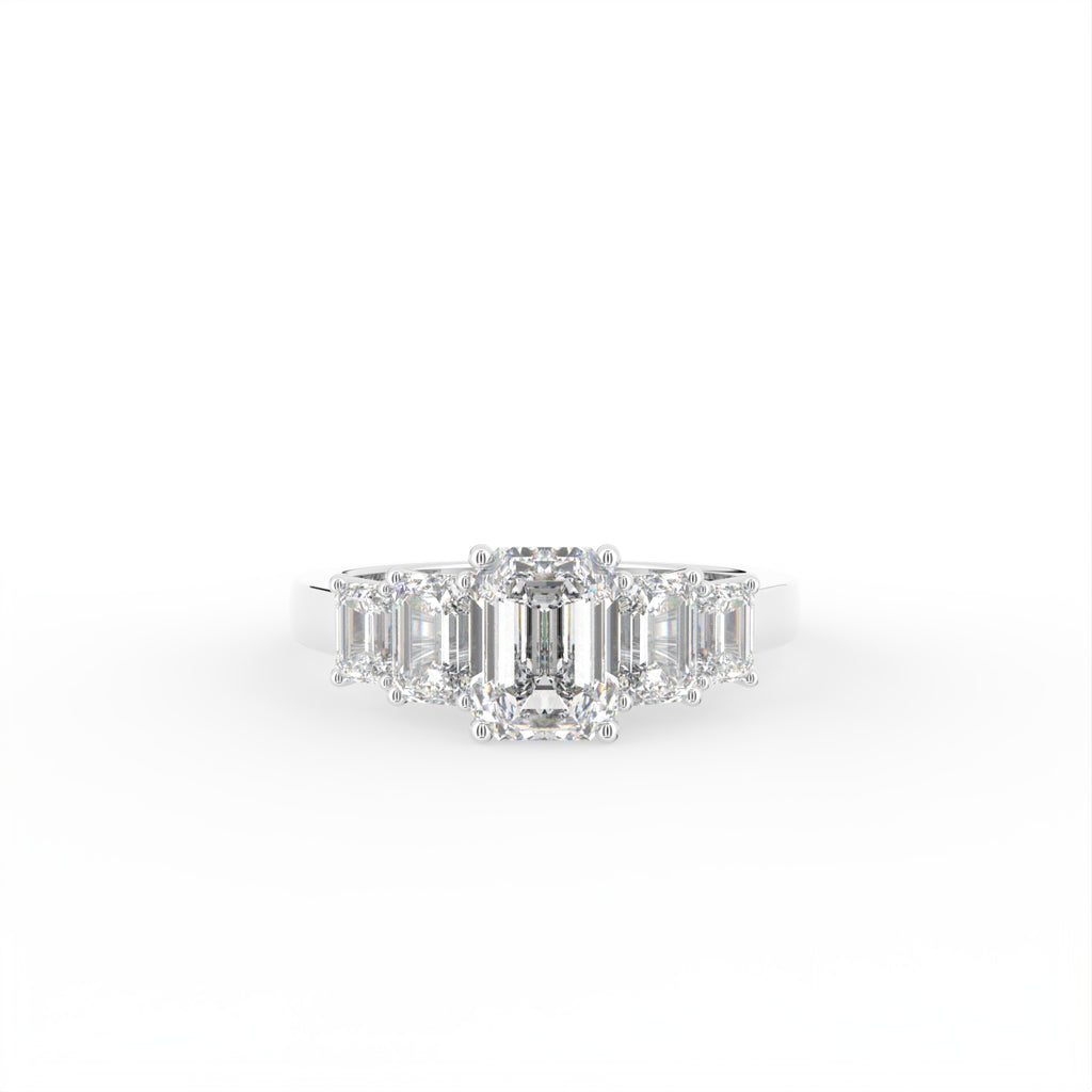 18K Bespoke Emerald-Cut Diamond Engagement Ring — TOP