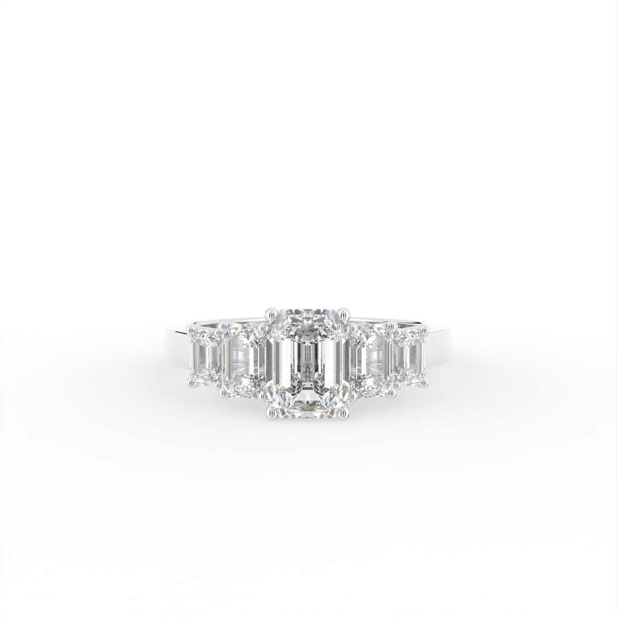 18K Bespoke Emerald-Cut Diamond Engagement Ring — TOP