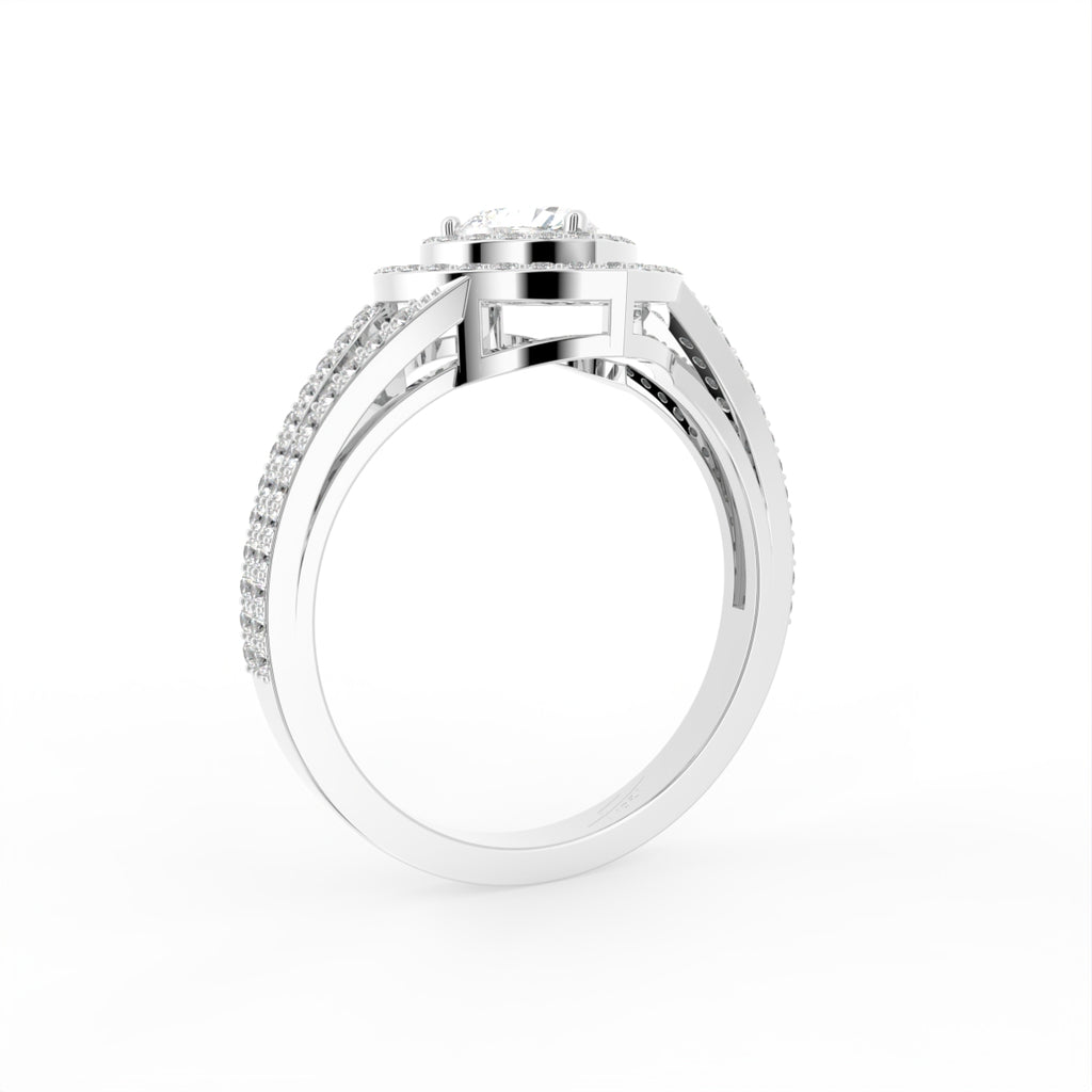 18K Halo Diamond Engagement Ring — 3D VIEW