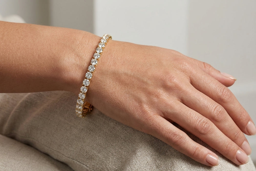 18K White Gold Round Tennis Diamond Bracelet