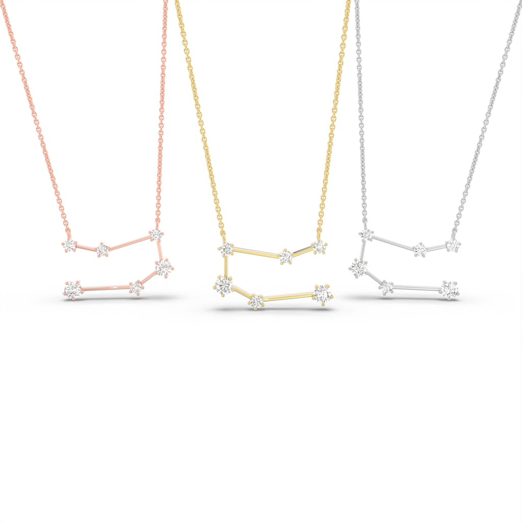 18K Rose Gold Constellation Round Diamond Pendant — 3 COLOR