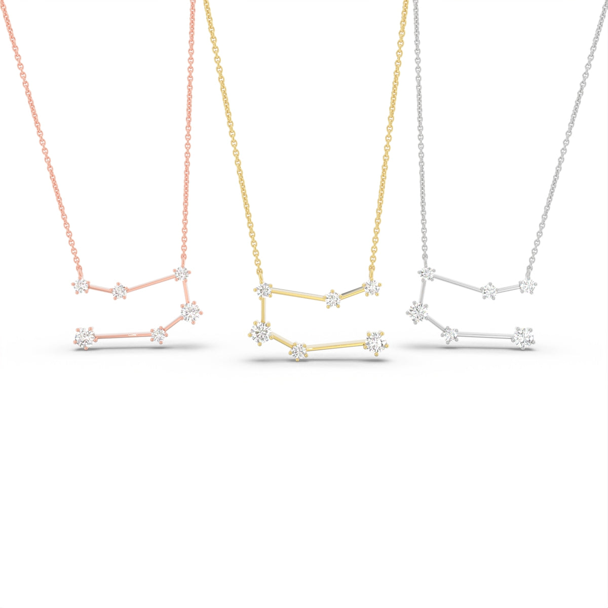 18K Rose Gold Constellation Round Diamond Pendant — 3 COLOR