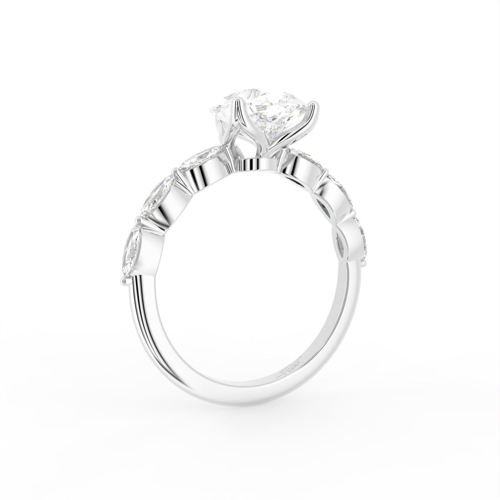 18K Bespoke Pear Diamond Engagement Ring — 3D VIEW
