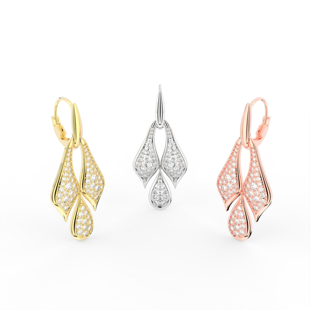 Sterling Silver Diamond Earrings — 3 COLOR